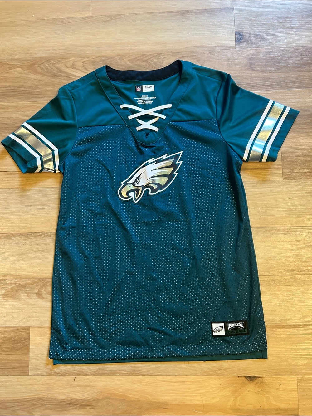 NFL Philadelphia Eagles Lace-Up Jersey in Midnight Green with Gold Accents